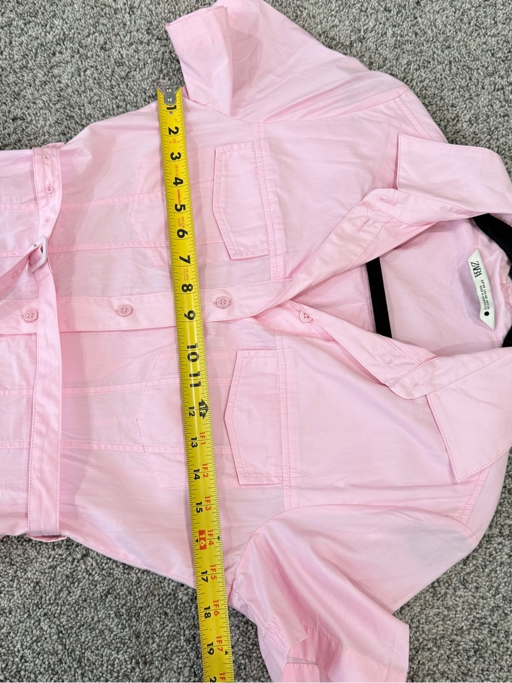 Zara Baby Pink 100% Cotton Collared Belted Shirt Dress Maxi Resort Women’s XS - Picture 10 of 15
